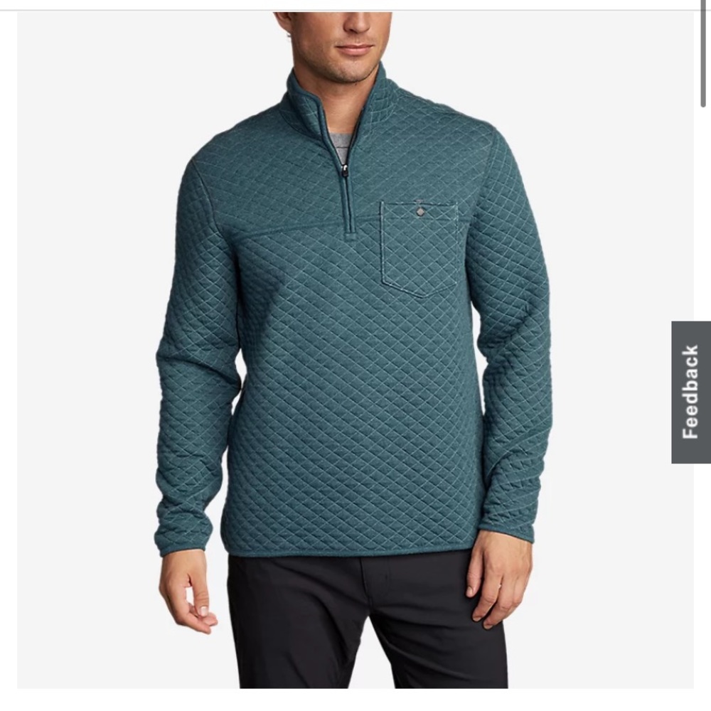 Eddie Bauer teal/blue quilted 3 quarter zip